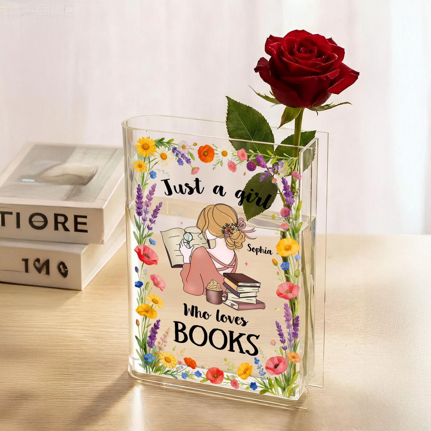 Just A Girl Who Loves Book - Personalized Acrylic Book Vase
