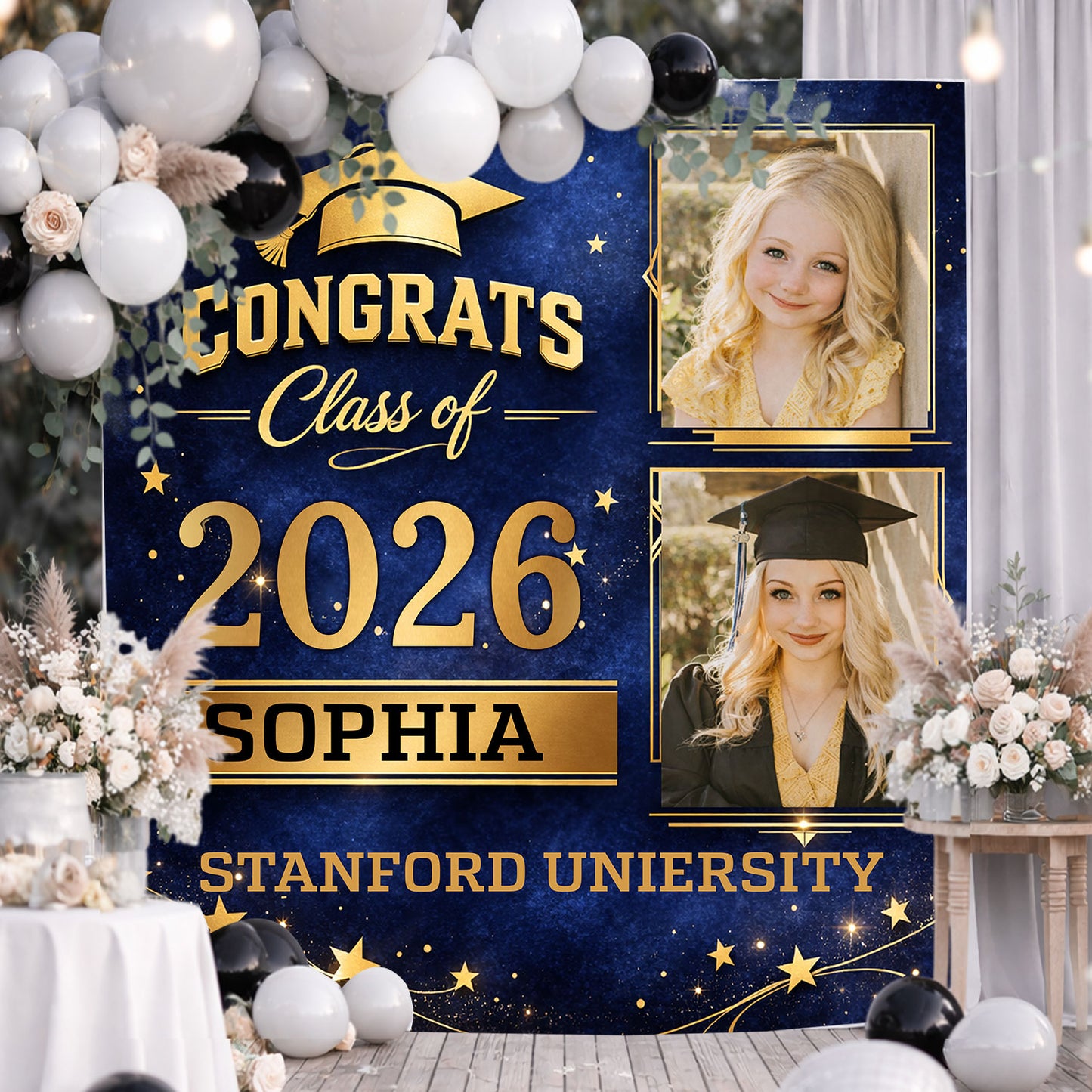 Class of 2026 Custom Graduation Party Backdrop - Personalized Congrats Graduation Backdrop