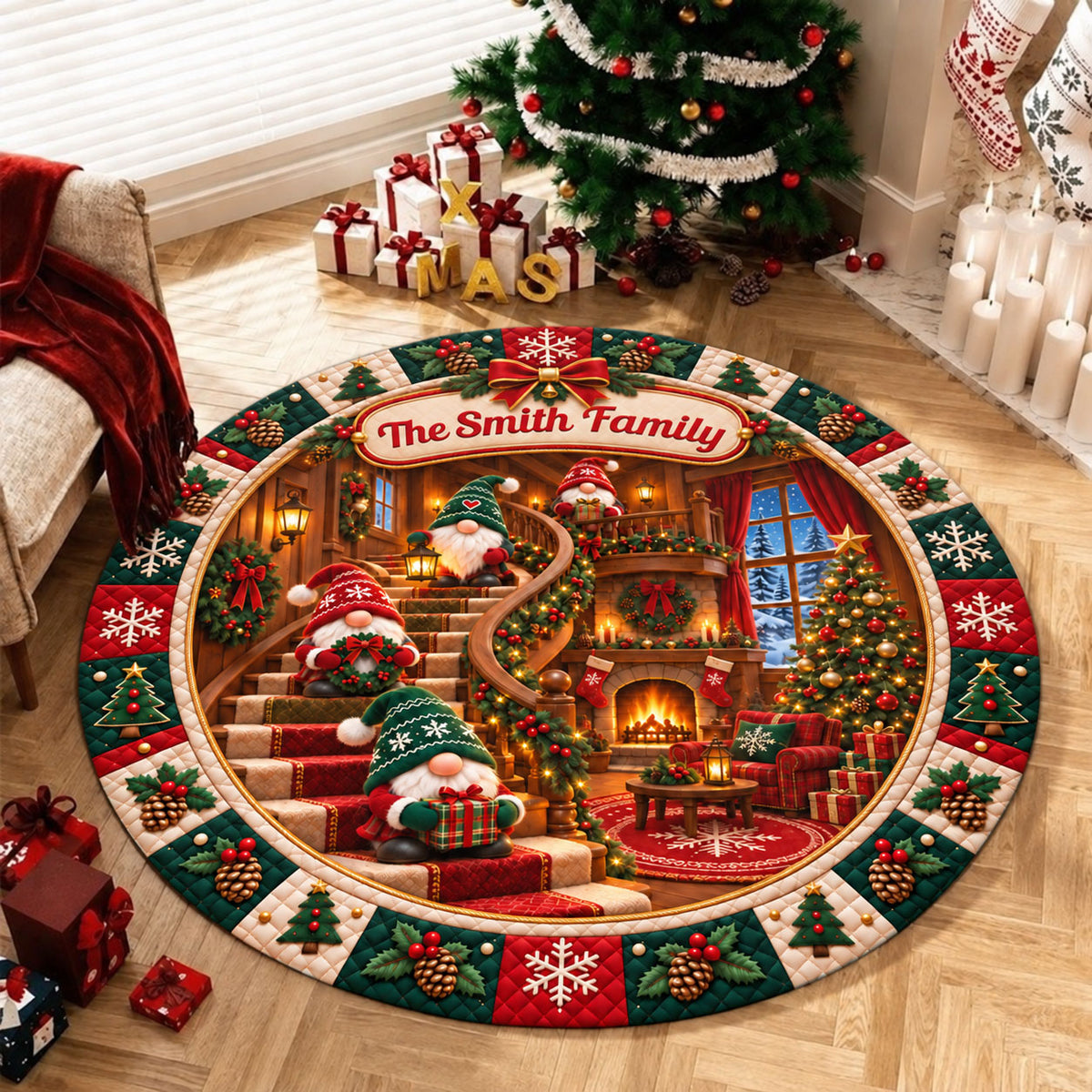 Warm Wishes In Cozy House Shaped Doormat - Personalized Christmas Decor 3D Round Rug