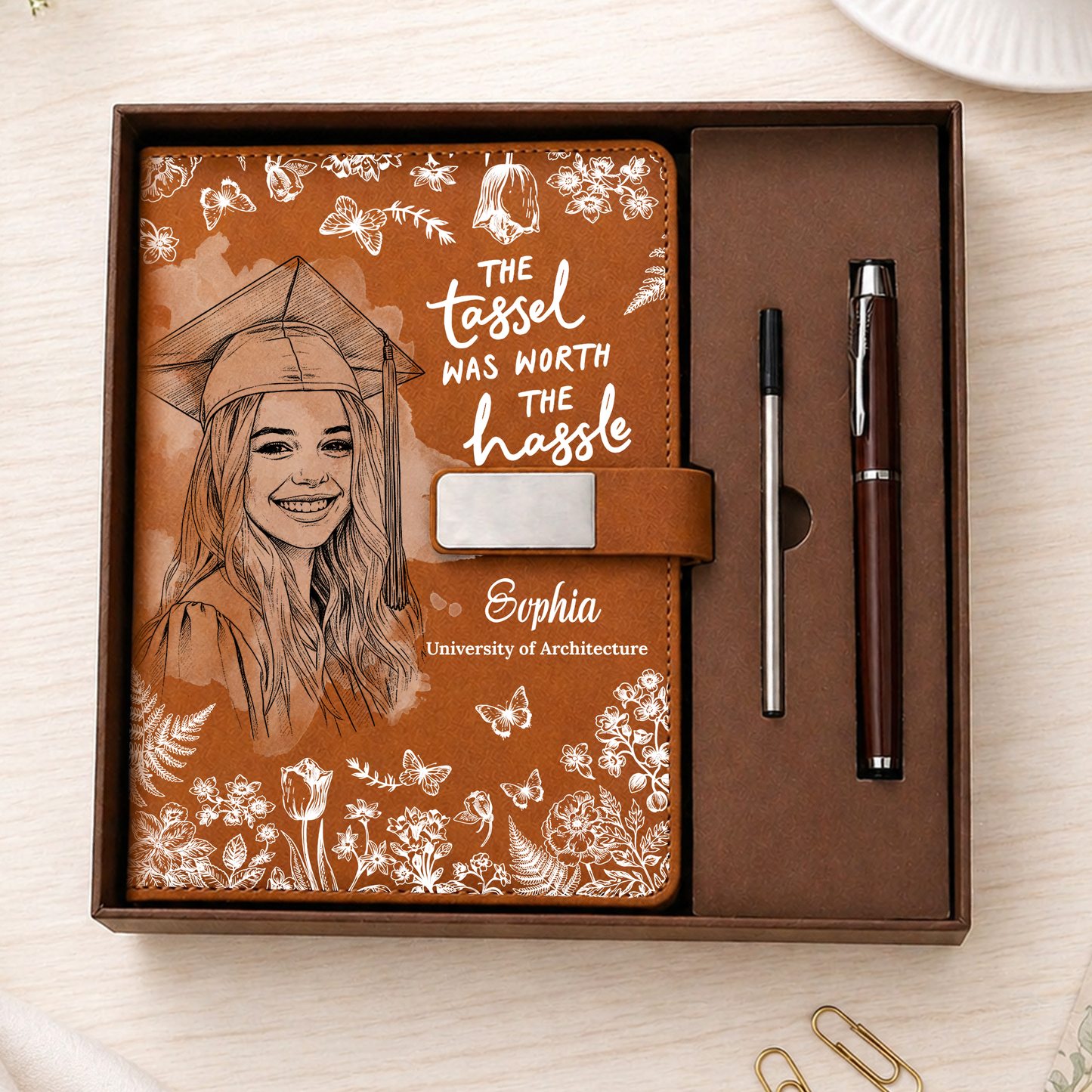 Tassel Worth The Hassle - Personalized Leather Notebook Set