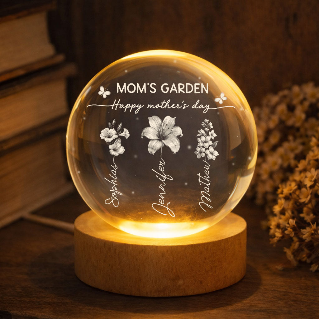 Mom's Nana's Garden - Personalized Crystal Globe Lamp
