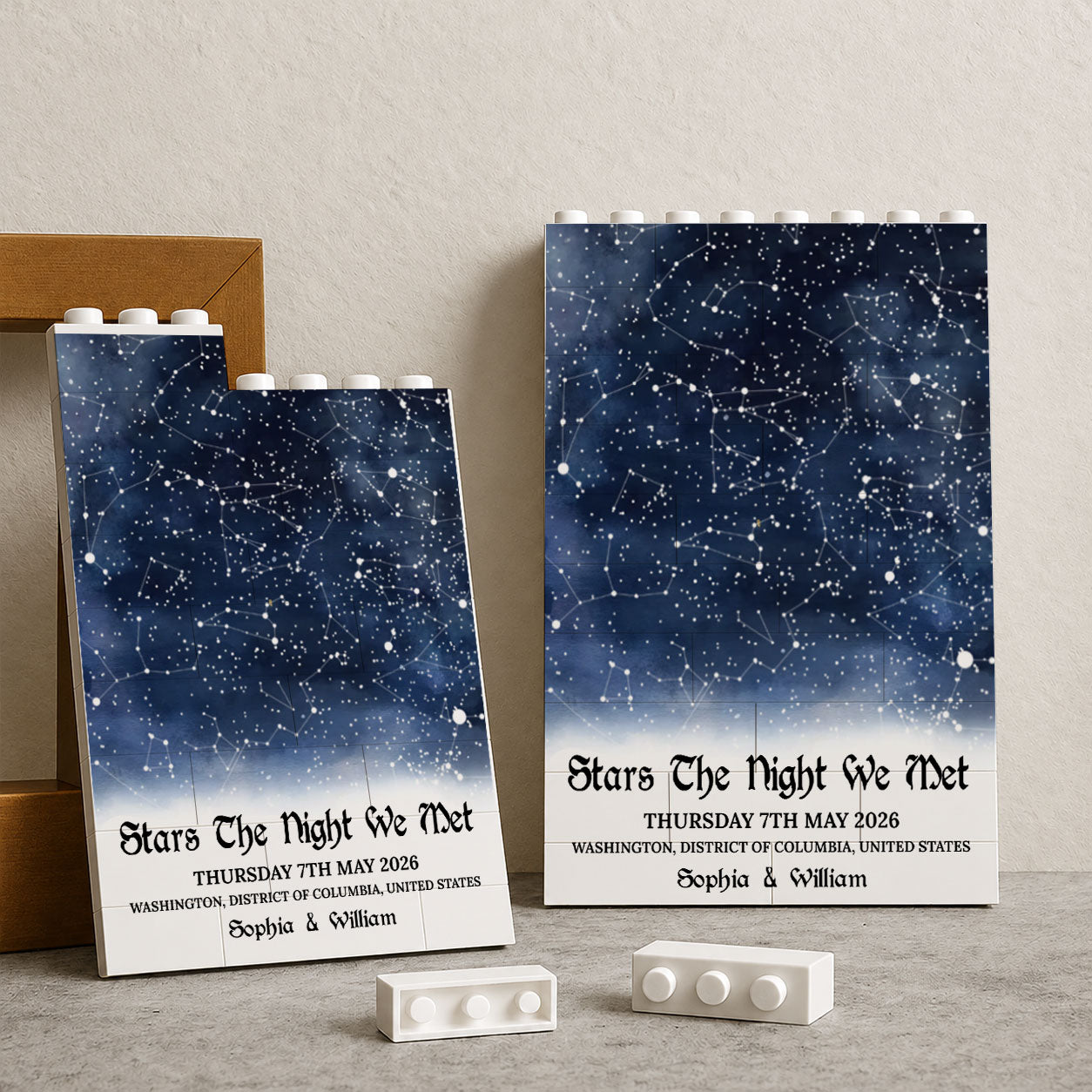 Stars The Night We Met, Unique Night Sky Map By Date & Location - Custom Building Blocks