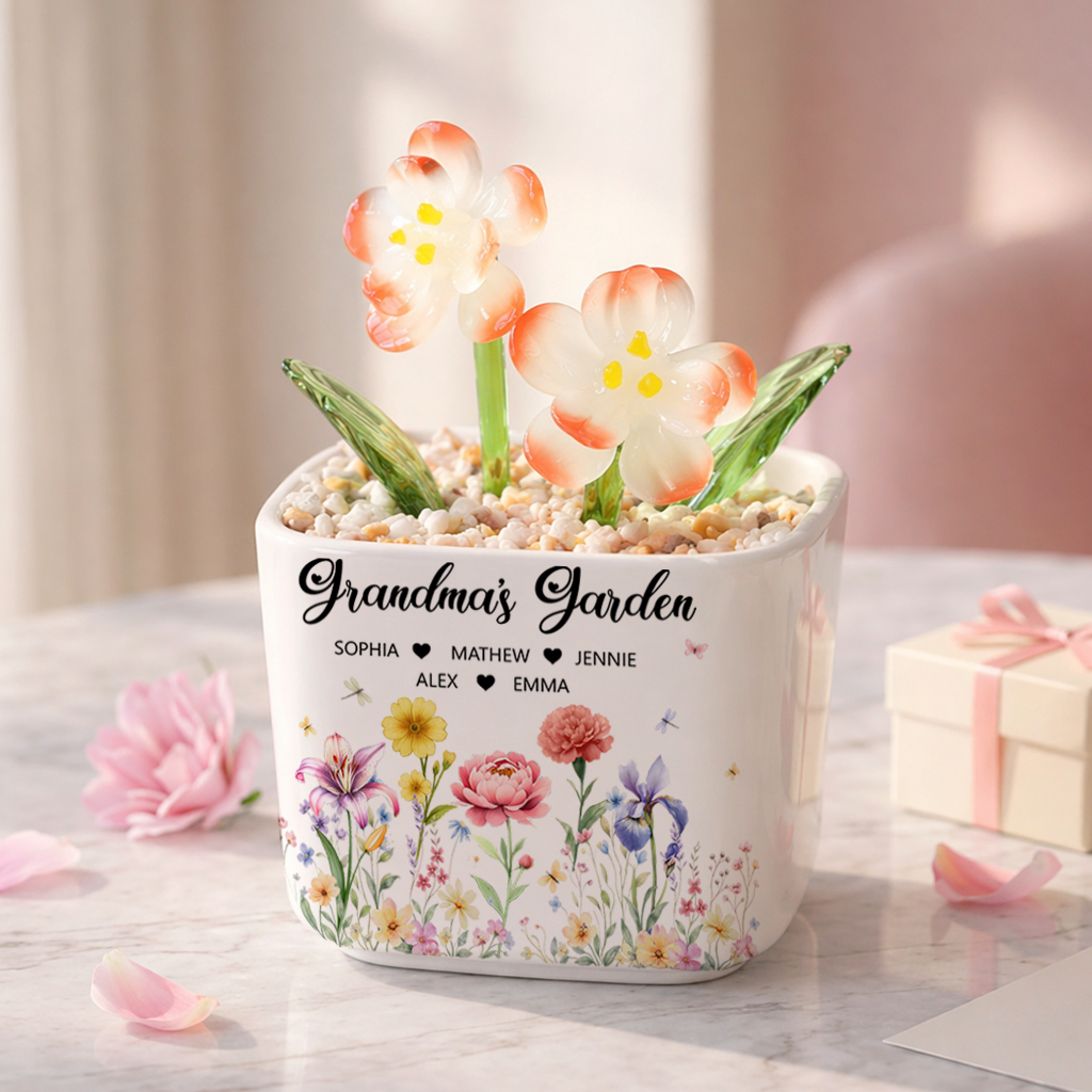 Grandma's Garden Floral - Personalized Custom Glass Everlasting Flowers