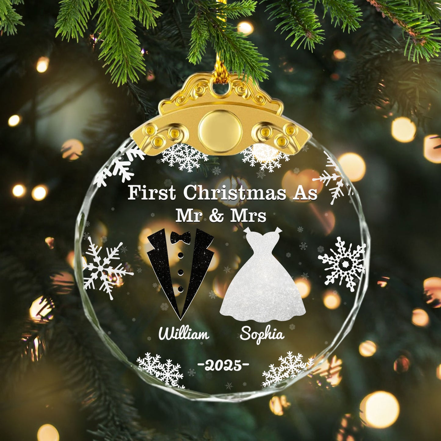 Our Christmas Together - Personalized Glass Ornament With Silver and Gold Cap