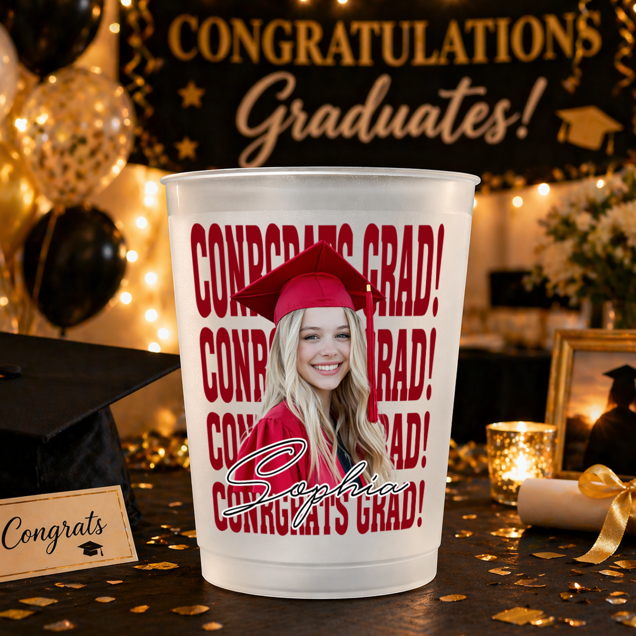 Class Of 2026 Congrats Grad Custom Photo - Personalized Graduation Cups