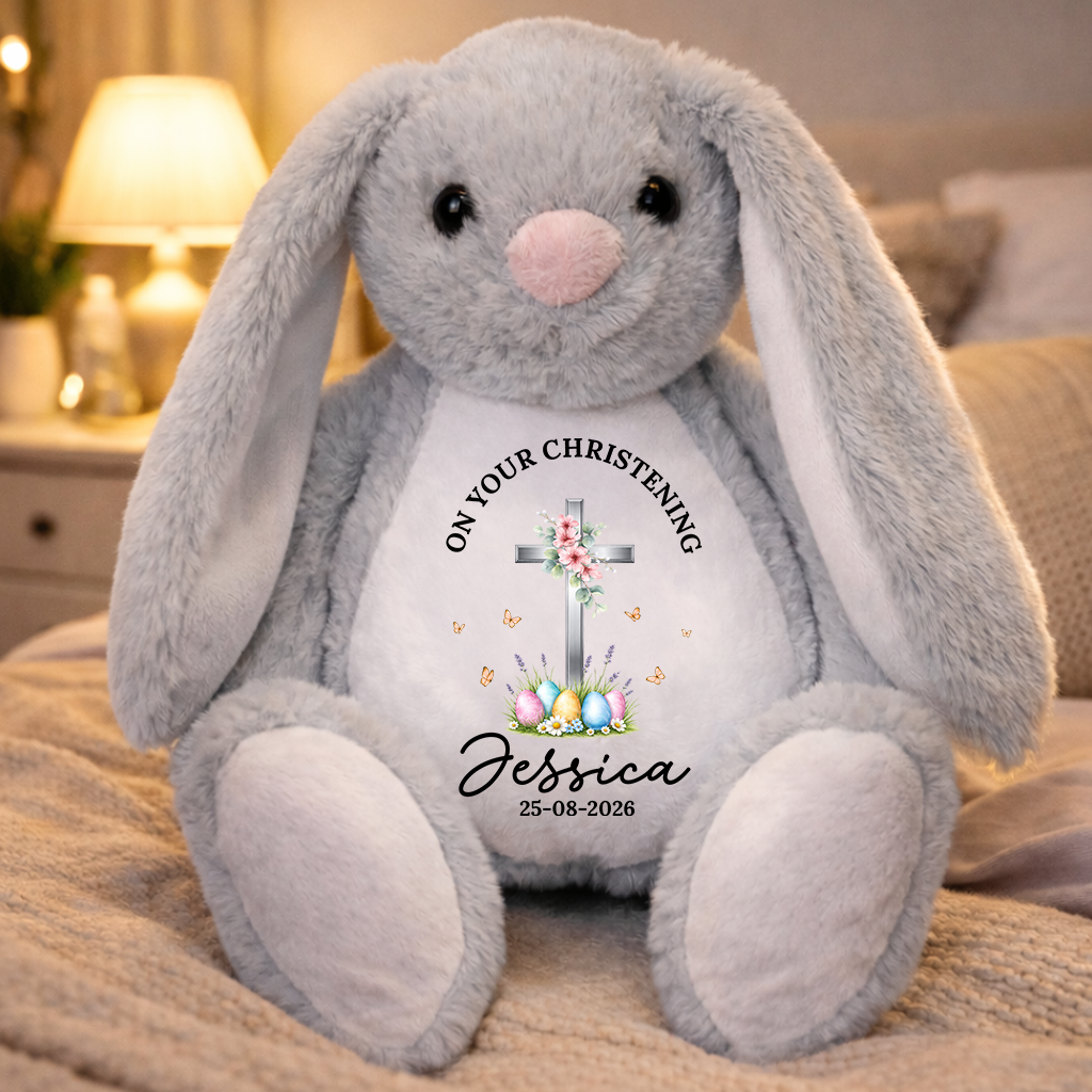On Your Baptism Day Christening New Baby - Personalized Custom Bunny Plush