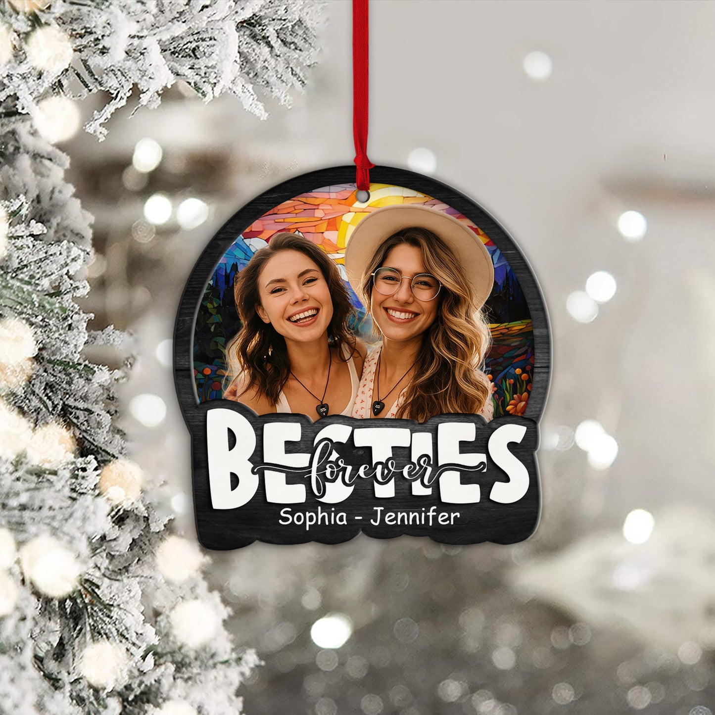 Family Forever Background - Personalized Window Hanging Suncatcher Ornament
