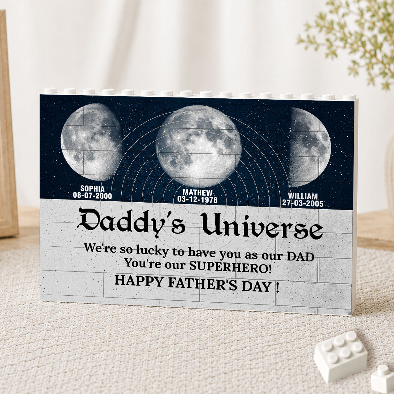 Daddy's Universe Moon Phases Father's Day Gift - Personalized Building Blocks