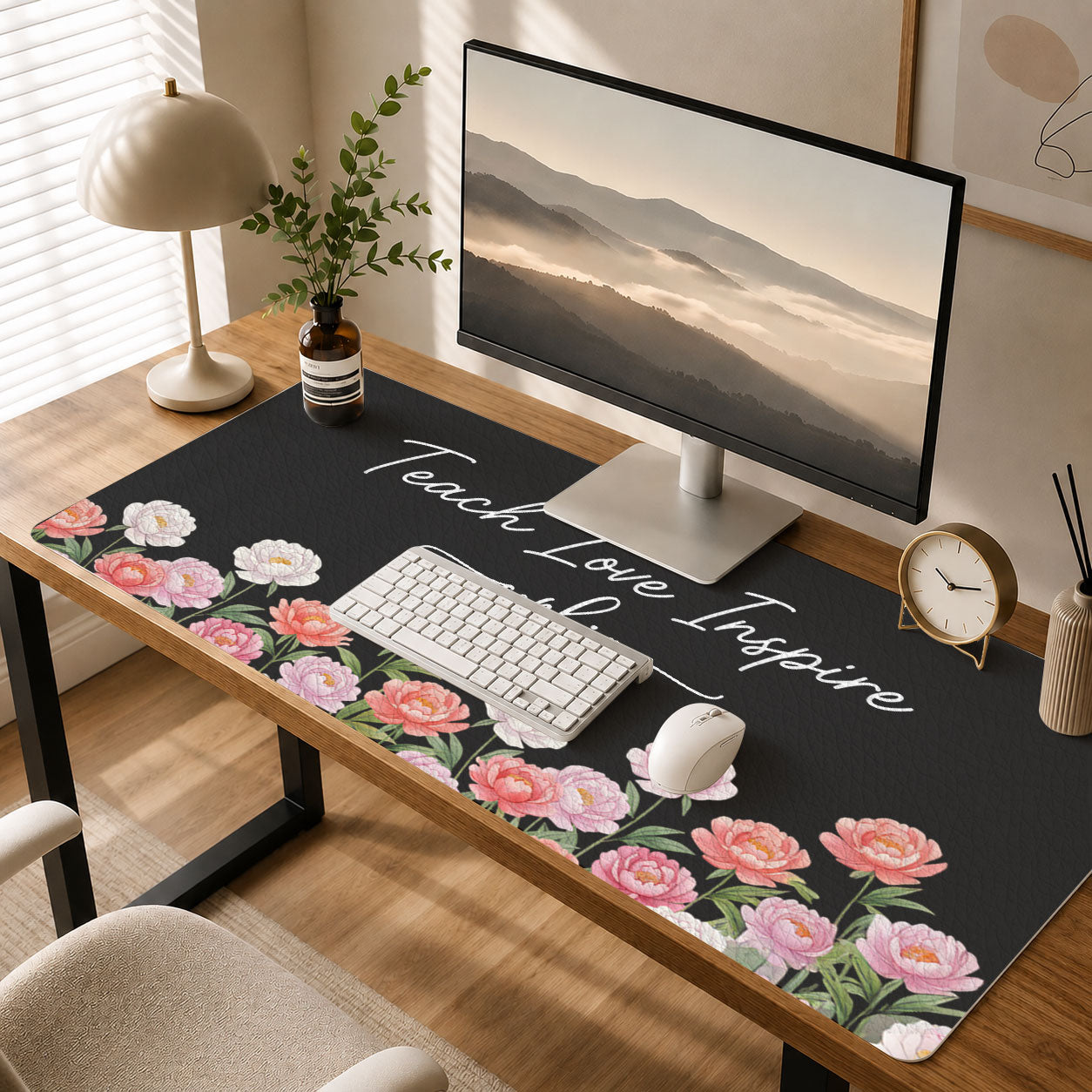 Teach Love Inspire Teacher Gift - Personalized Leather Desk Mat