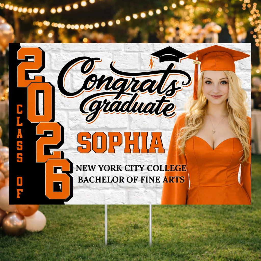 2026 Lawn Sign Graduation Gift - Personalized Graduation Yarn Sign With Stake