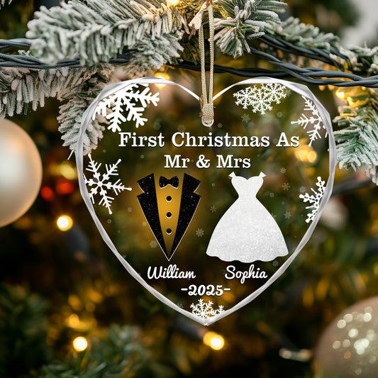 Anniversary Christmas Wedding Gifts  - Christmas Gifts - Personalized Custom Glass Ornament