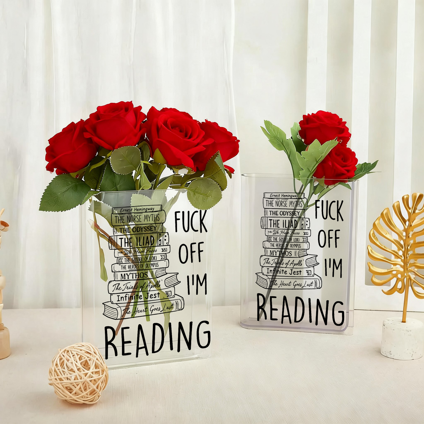 I'm Reading Funnny Custom Book Name - Personalized Acrylic Book Vase