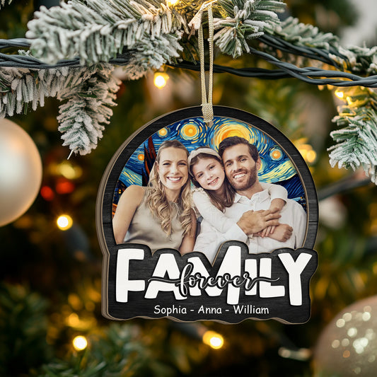 Family Forever Background - Personalized Window Hanging Suncatcher Ornament
