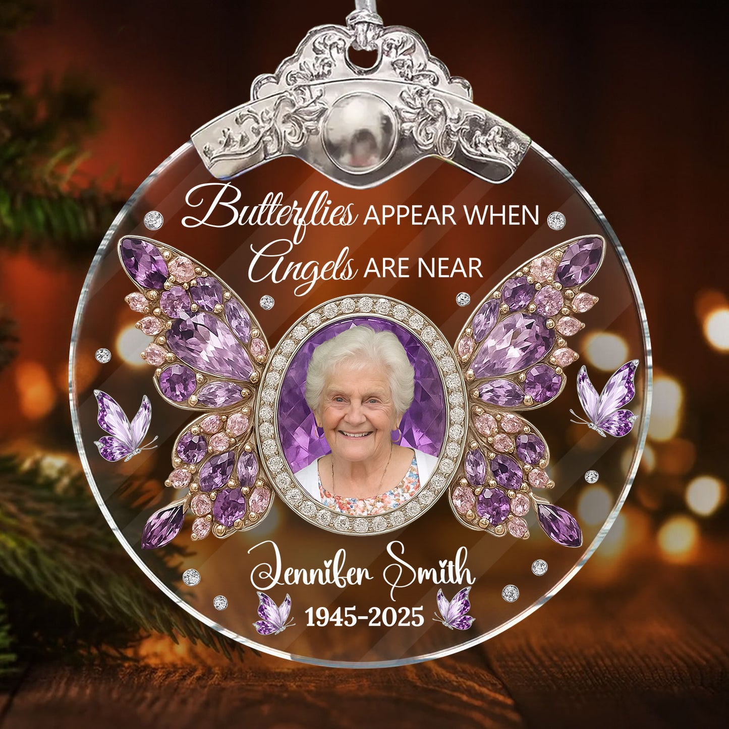 My Angel Personalized Glass Ornament with gold and silver cap.