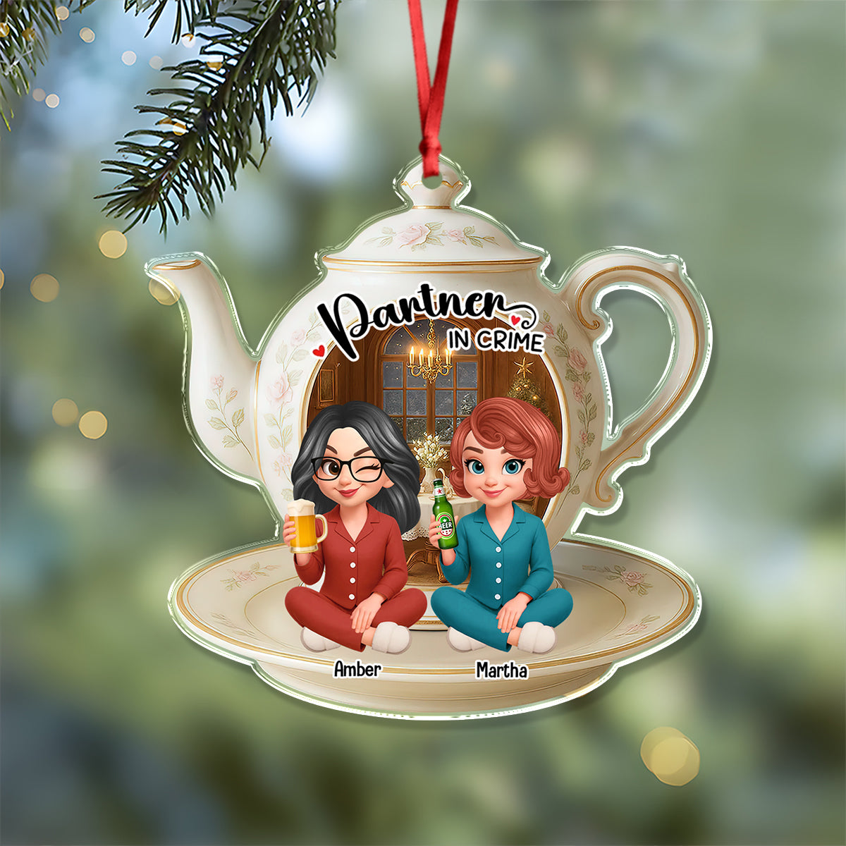 My Bes-Tea Personalized Acrylic Ornament - A custom gift for your best friend.