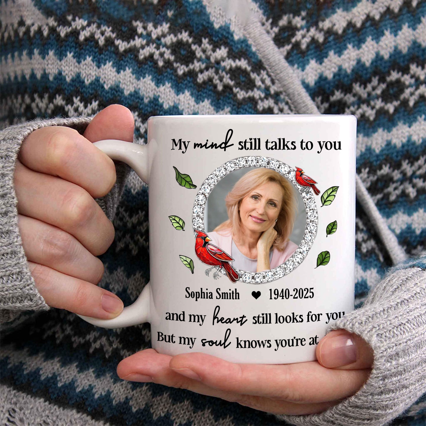 My Mind Still Talks To You Personalized Coffee Mug - a thoughtful custom gift.
