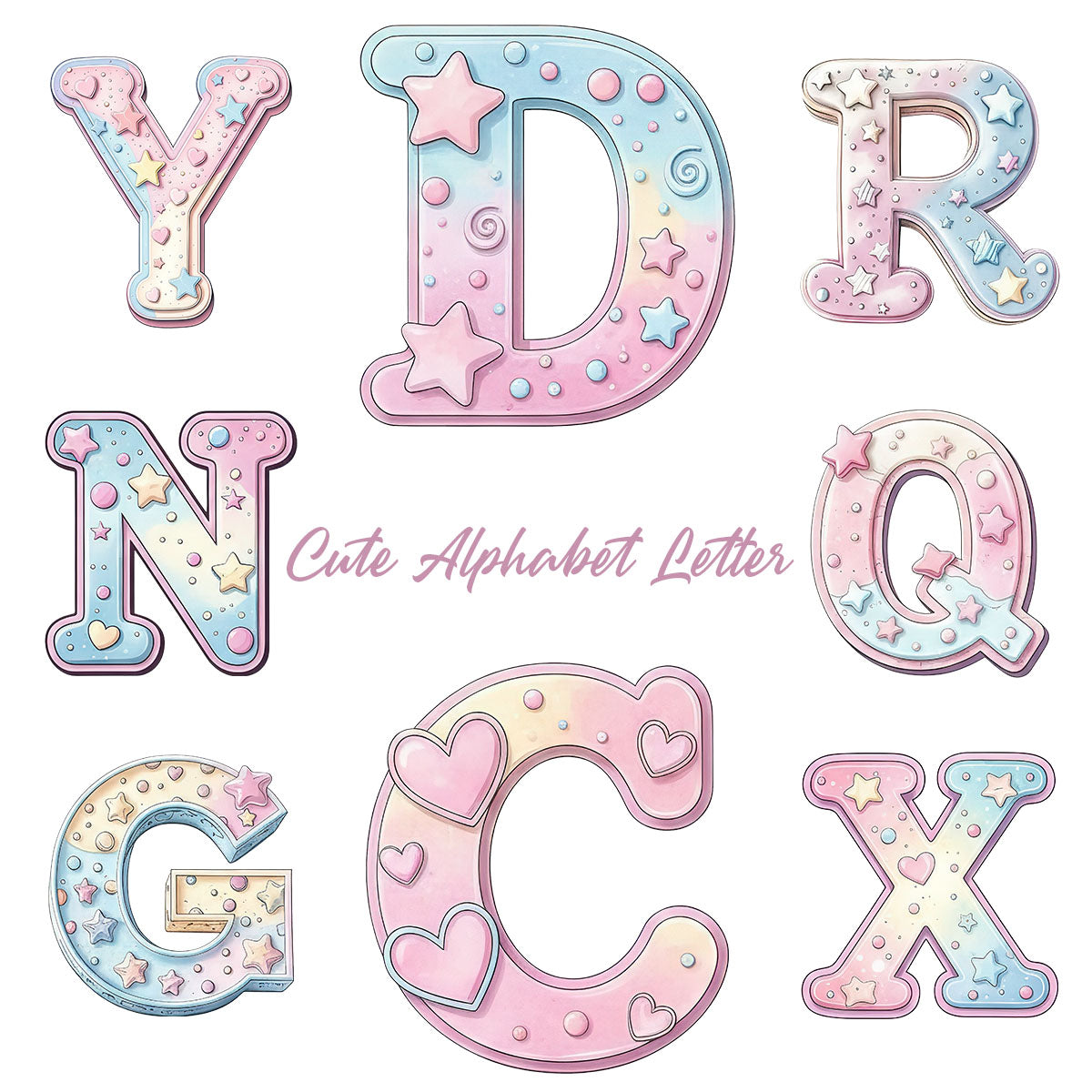 Pink Candy Christmas Alphabet Custom Family Ornament, a personalized two-layered wood holiday decoration.