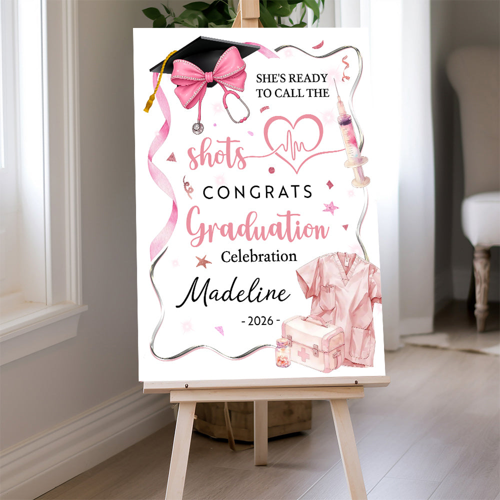 She's Ready To Call The shots Personalized Graduation Welcome Sign - Custom Photo Welcome Sign - Graduation Gifts