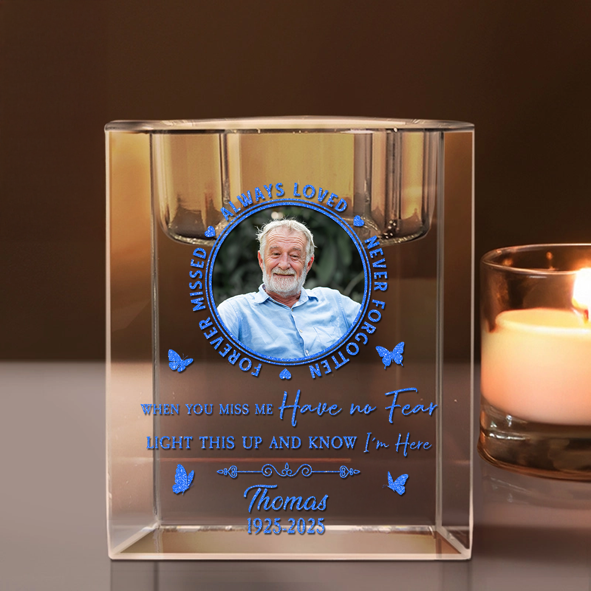 Always Loved Never Forgotten - Personalized Crystal Candle Holder