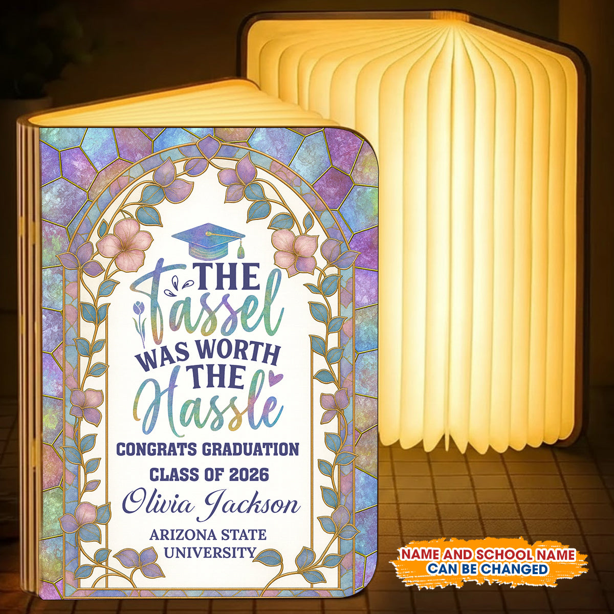 Tassel Worth The Hassle Stained Glass - Personalized Book Lamp - Book Lovers