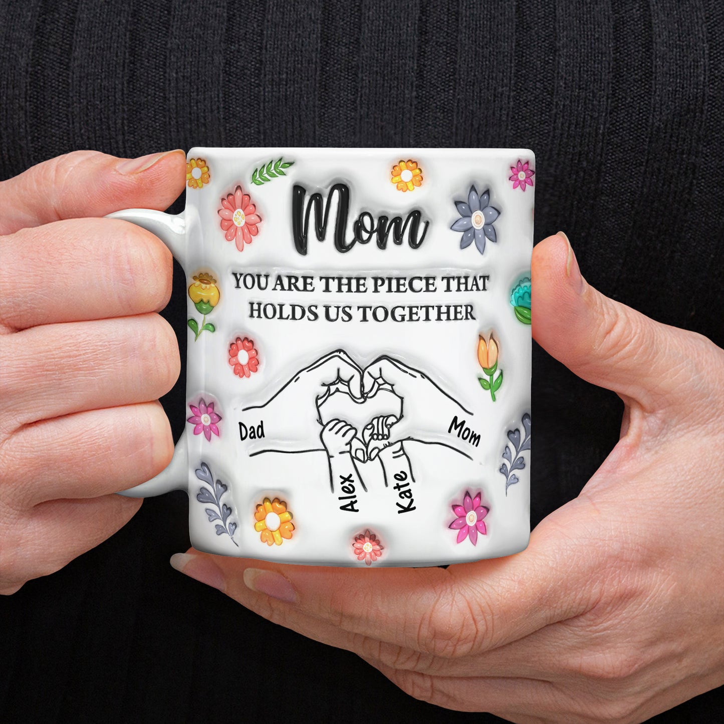 The Piece Of My Heart Mother's Day - Personalized Custom Coffee Mug - 3D Effect