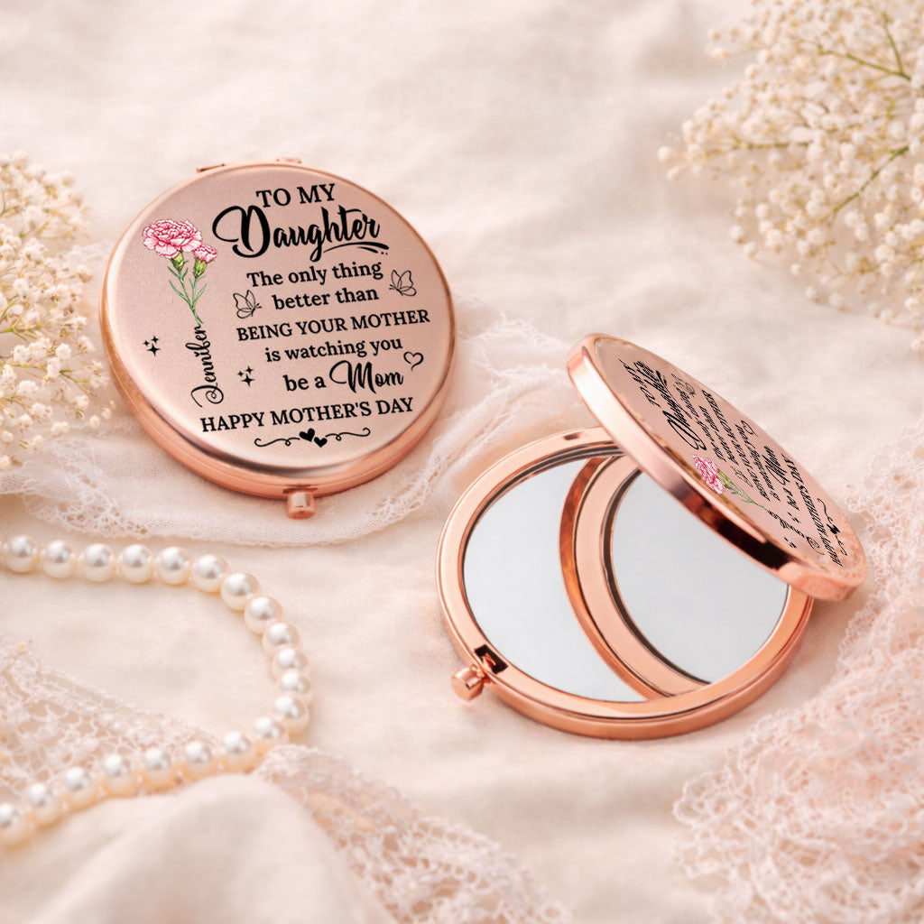 To My Daughter I Love You - Personalized Custom 3D Effect Compact Mirror