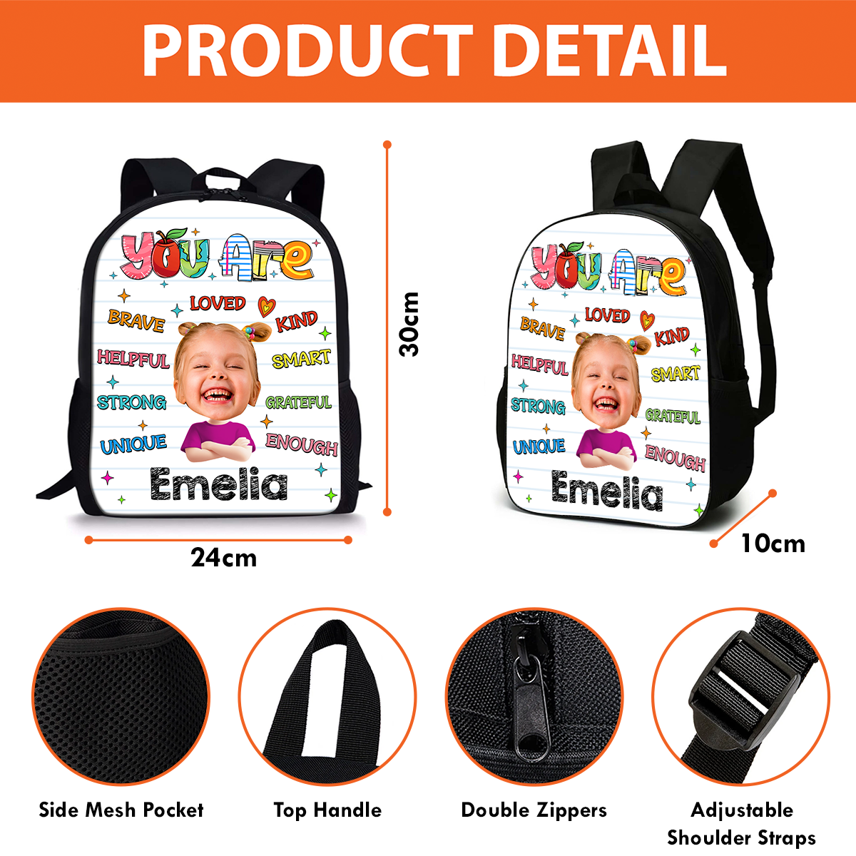 Personalized "You Are Kind" Kids Backpack - Adorable school bag for toddlers and children.