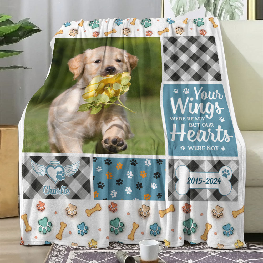Your Wings Were Ready Memorial Blanket - Personalized custom sympathy gift.