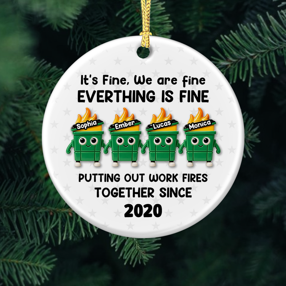 Putting Out Work Fires Together Work Bestie - Real 3D Ceramic Ornament