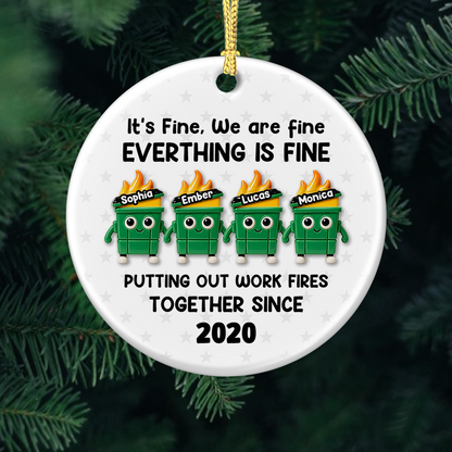 Putting Out Work Fires Together Work Bestie - Real 3D Ceramic Ornament