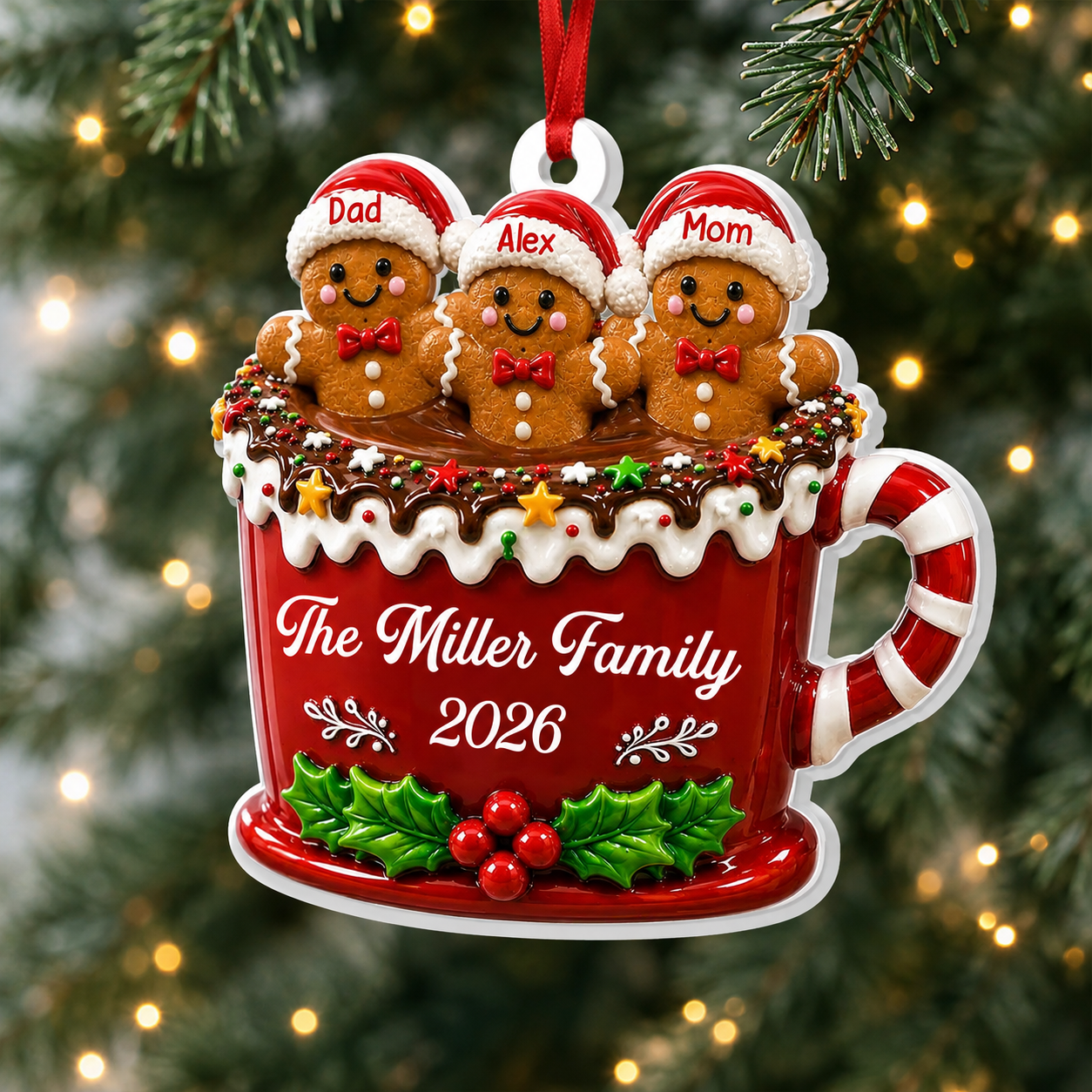 Custom Gingerbread Acrylic Ornament - Real 3D Relief Ornament