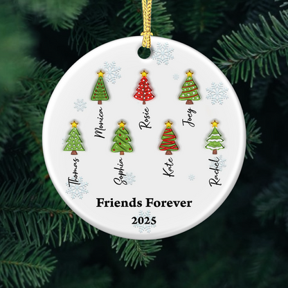 Christmas Tree Family - Personalized Custom Ceramic Ornament 3D Effect