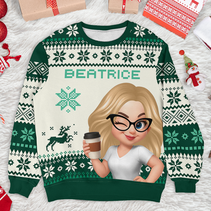 Family Personalized Custom Ugly Sweatshirt - Unisex Wool Jumper - Christmas Gift For Family Members