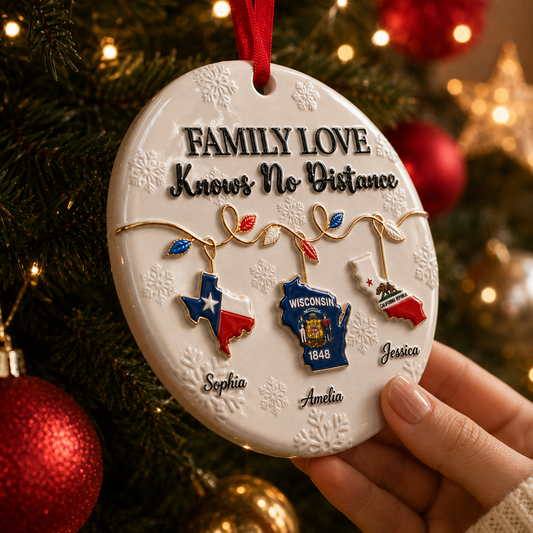 Family Connected By Heart - Real 3D Ceramic Ornament