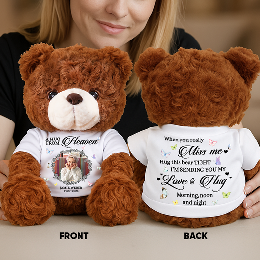 A Hug From Heaven Cardinal - Memorial Personalized Custom Teddy Bear Plush