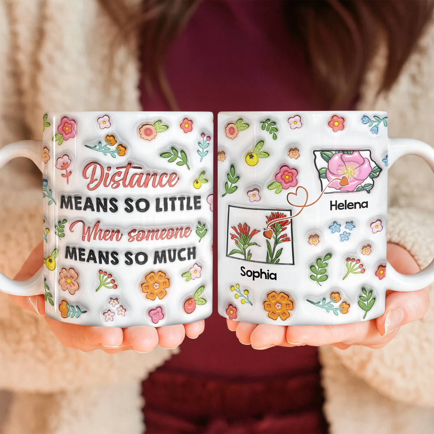 Distance Means So Little - Personalized Custom Coffee Mug - 3D Effect