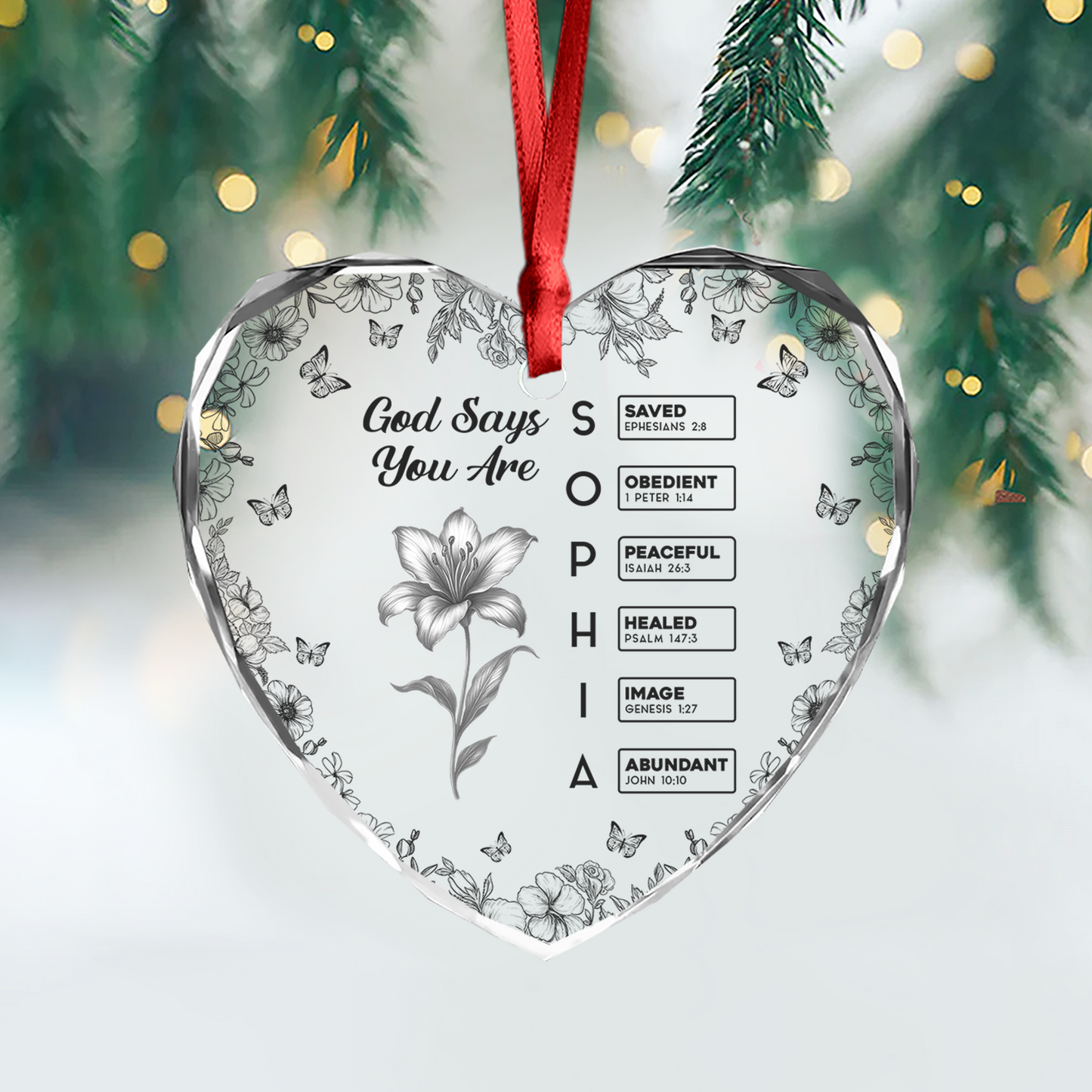 God Says I Am Heart Shape - Christmas Gifts - Personalized Custom Glass Ornament