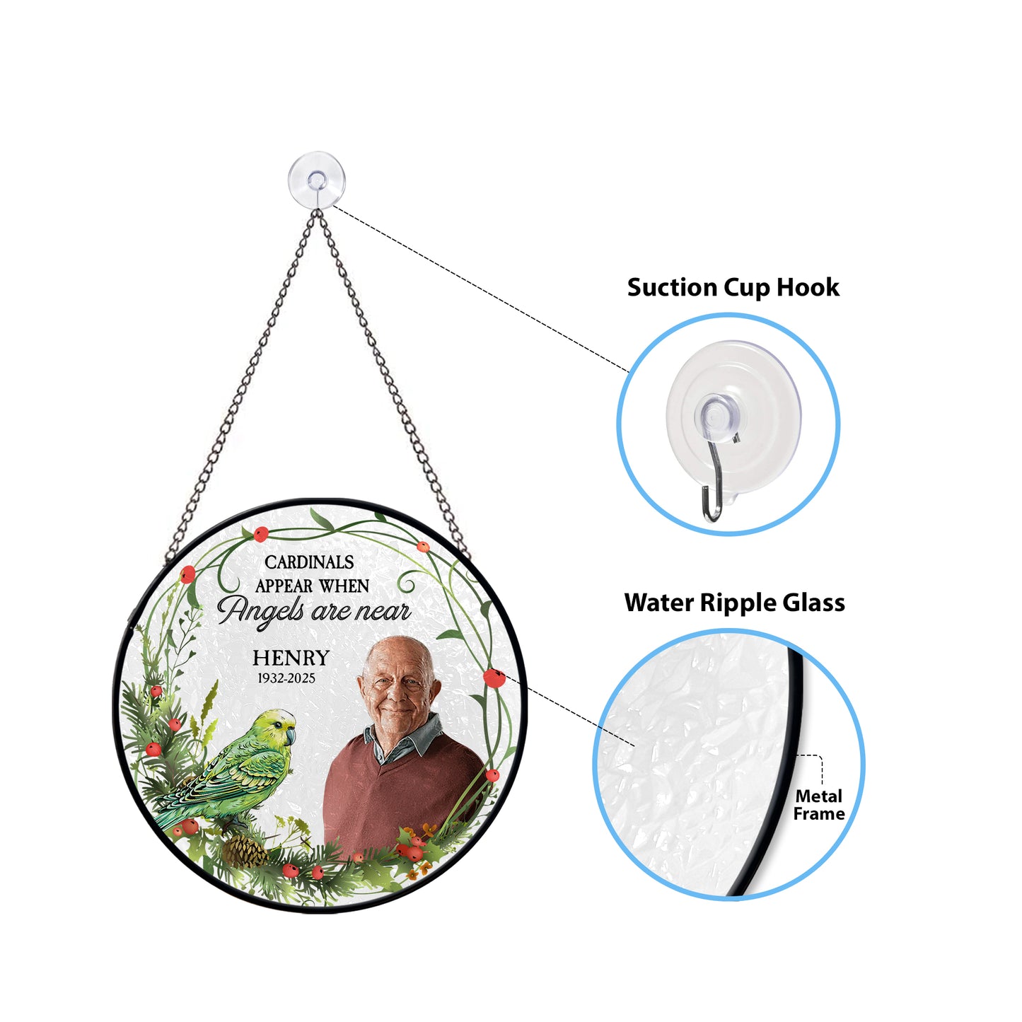 Cardinals Appear When You Are Near - Personalized Photo Stained Glass Window Hanging Suncatcher