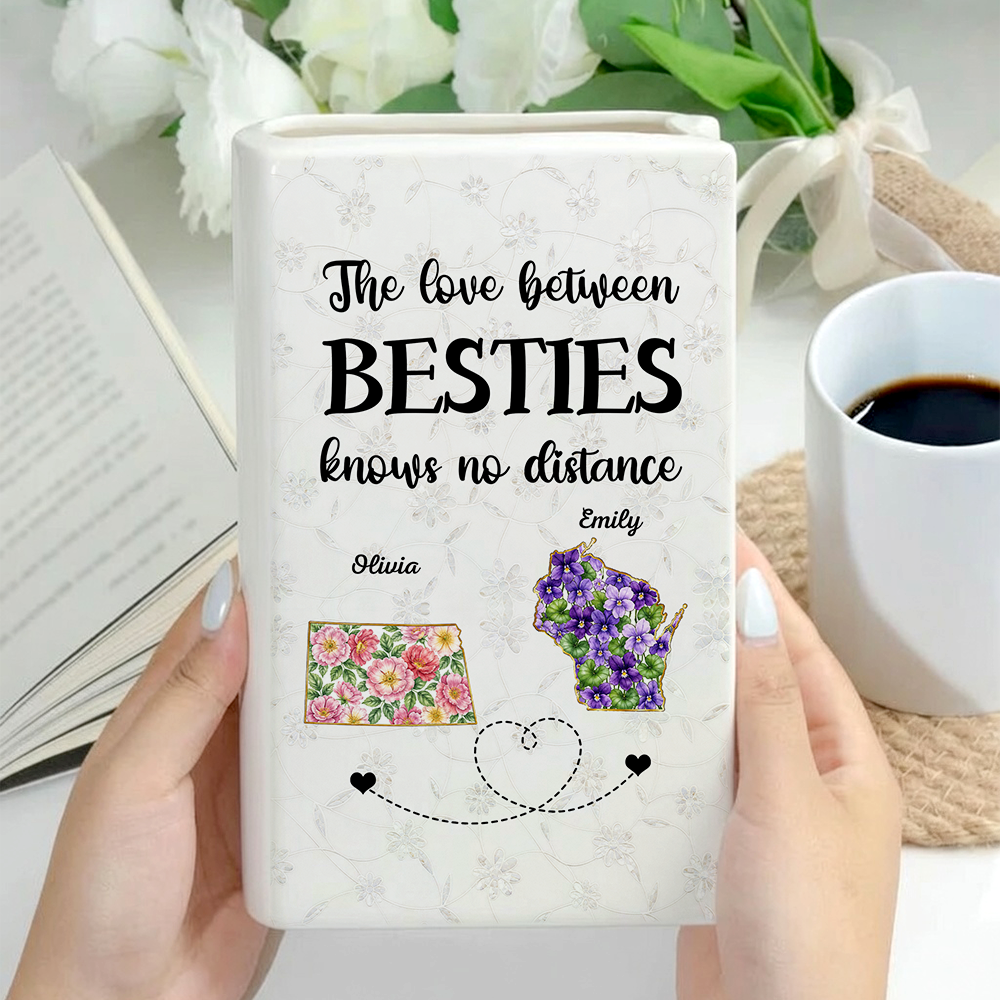 Home Is Wherever Sisters Are - Personalized Ceramic Book Vase