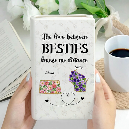 Home Is Wherever Sisters Are - Personalized Ceramic Book Vase