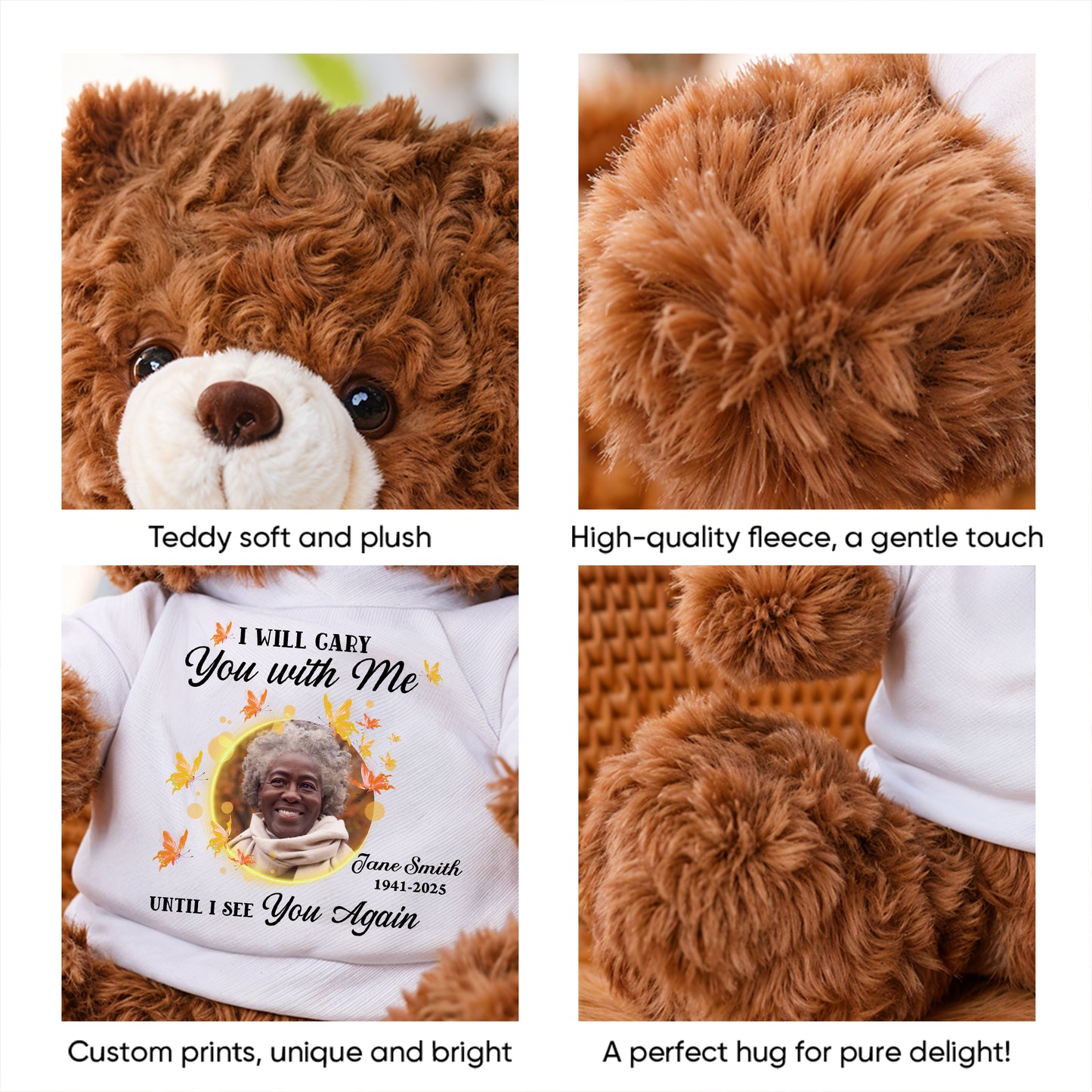 I'll Carry You With Me  - Memorial Personalized Custom Teddy Bear Plush