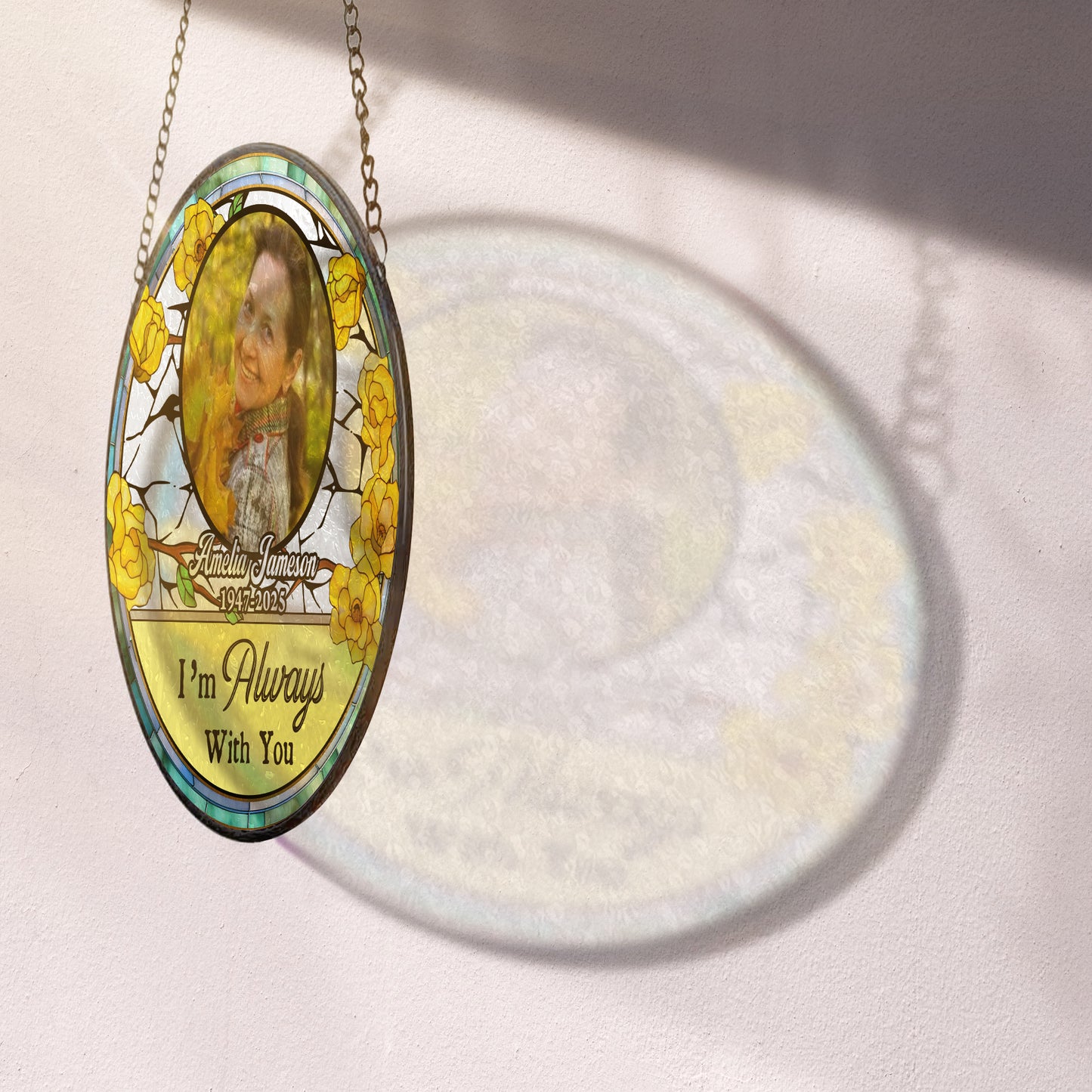 Memorial The Moment Your Heart Stopped - Personalized Photo Stained Glass Window Hanging Suncatcher