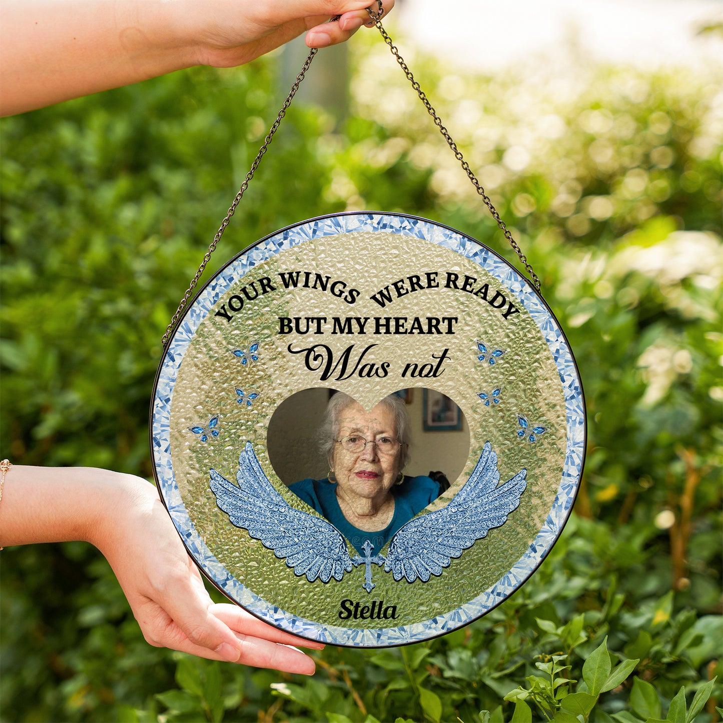 My Heart Was Not - Personalized Photo Stained Glass Window Hanging Suncatcher