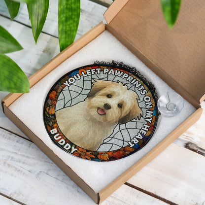Custom Photo Portrait Dog Cat Memorial - Personalized Photo Stained Glass Window Hanging Suncatcher