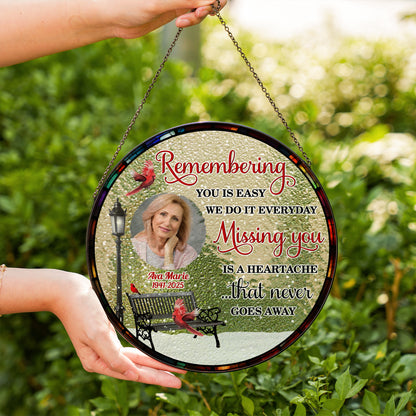 Missing You - Personalized Photo Stained Glass Window Hanging Suncatcher