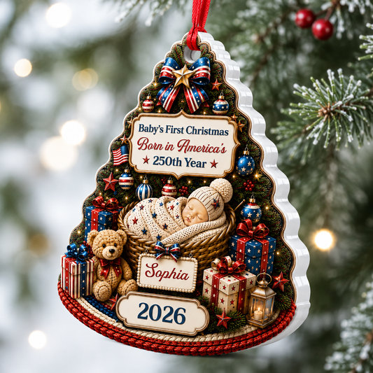 Our Patriotic Little Miracle Baby New Parents - Real 3D Relief Ornament 2
