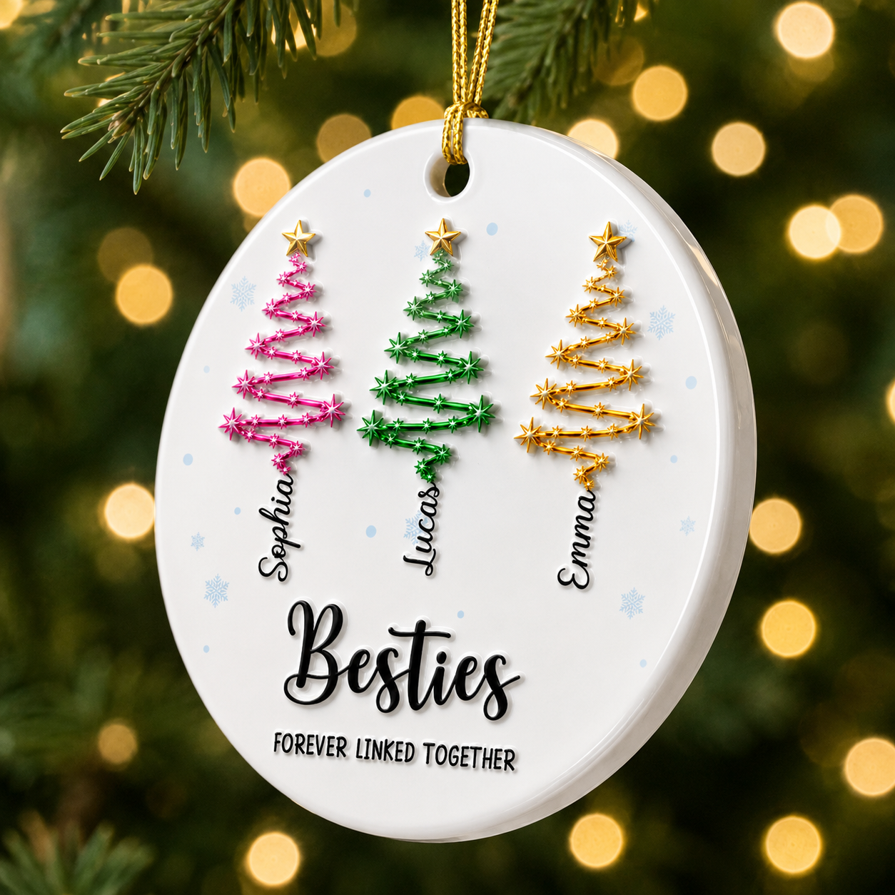 Besties Linked Together - Real 3D Ceramic Ornament