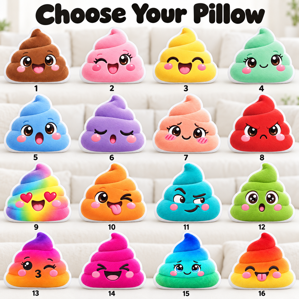 Poop Squishy Character Custom Shaped Pillow - Personalized Custom Pillow - Gifts for Kids