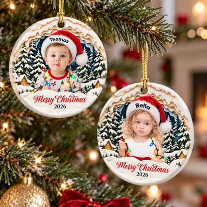 Funny Photo Merry Christmas - Real 3D Relief Ornament