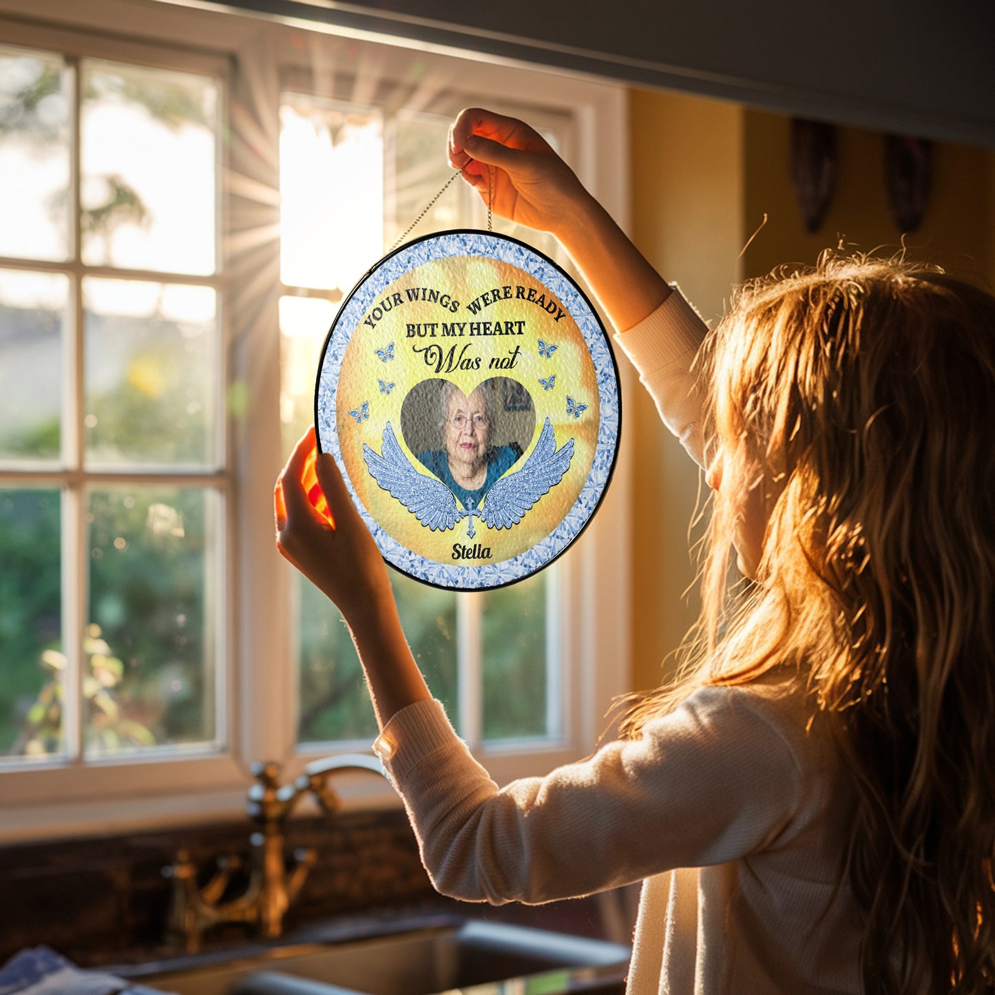 My Heart Was Not - Personalized Photo Stained Glass Window Hanging Suncatcher